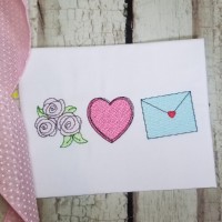 Roses, Heart, Envelope Embroidery Design 